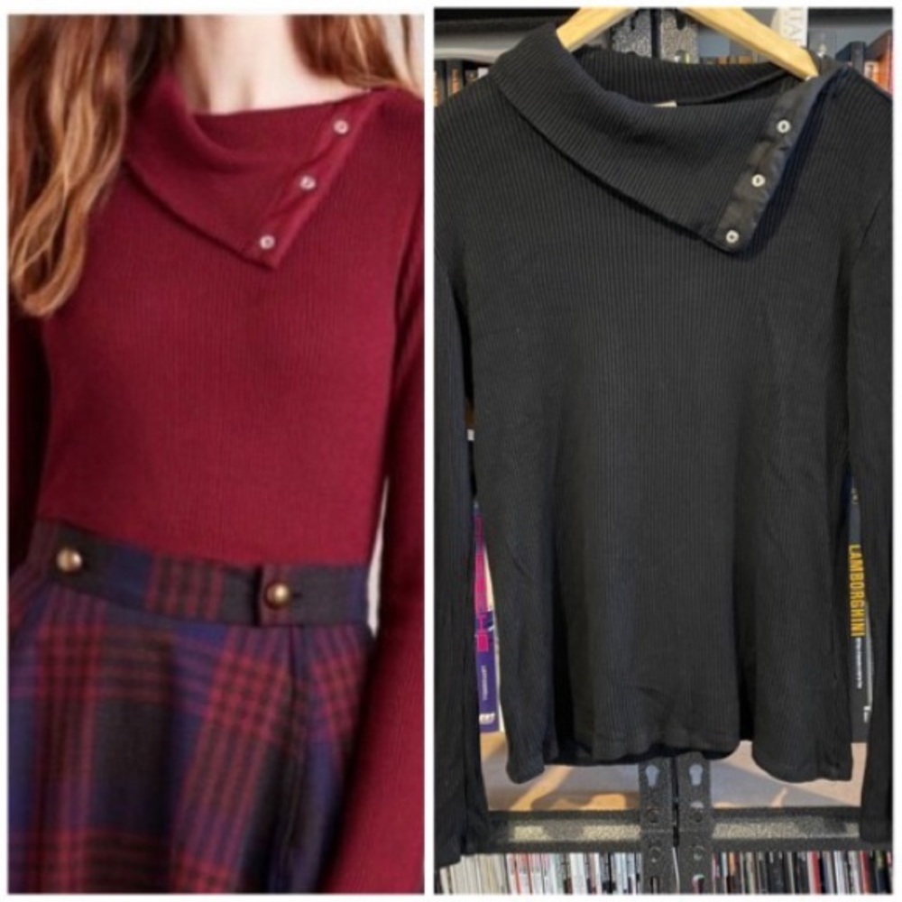 Anthropologie Dolan Ribbed Snap Button Neck Longsleeves